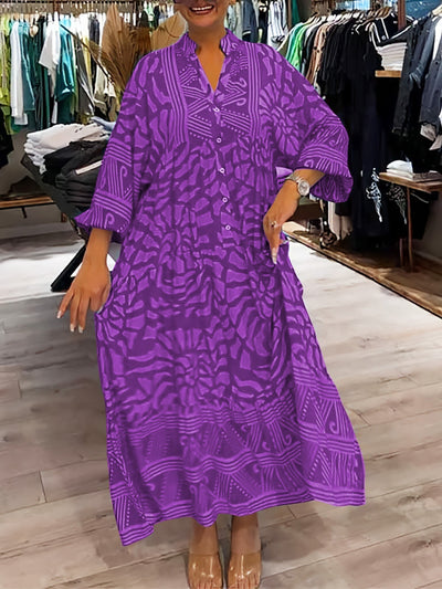 Ilona | V-pääntie mekko printillä